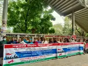 নোভারটিস বাংলাদেশের শ্রমিকদের মানববন্ধন: বকেয়া বেতন ও চাকরি পুনর্বহালের দাবি