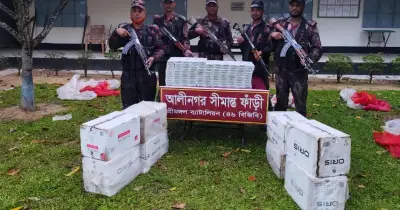 শ্রীমঙ্গলে বিজিবির অভিযানে বিপুল পরিমাণ অবৈধ ভারতীয় সিগারেট জব্দ