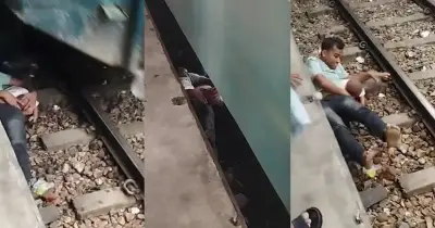 ভৈরব স্টেশনে রেললাইনের ওপর শুয়ে প্রাণ বাঁচালেন বাবা-ছেলে