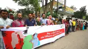 সিলেটে শিশু-নারী নিরাপত্তা ও ধর্ষকের দৃষ্টান্তমূলক শাস্তির দাবিতে মানববন্ধন
