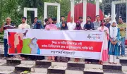 লালমনিরহাটে শিশু-নারী নির্যাতনের প্রতিবাদে মানববন্ধন
