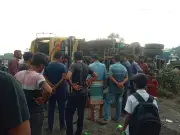 যশোরে রেললাইনে ট্রাক উঠে ট্রেনের ধাক্কায় চালক নিহত