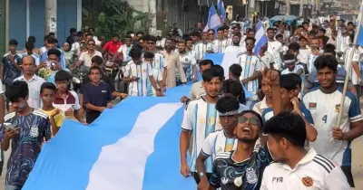 হিলিতে আর্জেন্টিনা সমর্থকদের বিশ্বকাপ র্যালি
