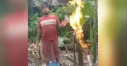 চাঁদপুরে টিউবওয়েল থেকে গ্যাস ও আগুন, আতঙ্কে এলাকাবাসী