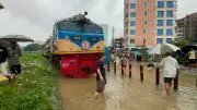 ভারী বৃষ্টিতে চট্টগ্রামে রেললাইন ডুবে, ট্রেন চলাচল বন্ধ