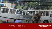 জবি ক্যাম্পাসে গাছ উপড়ে বাস দুমড়ে-মুচড়ে, ক্ষতি ৩-৪ লাখ টাকা